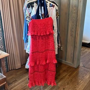 Whistles red floral midi dress